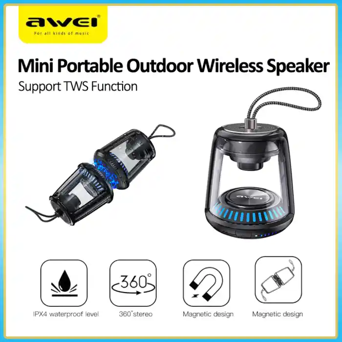 AWEI Y666 Bluetooth Speaker Portable Outdoor Mini Waterproof Music Speaker Stereo Sound HiFi Music Wireless Surround Deep Bass